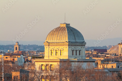View of Rome roofs: Towerbell of Saint Augustine Church, jewish photo