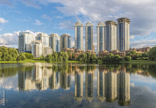 The construction of new residential houses in Moscow on Mosfilmo