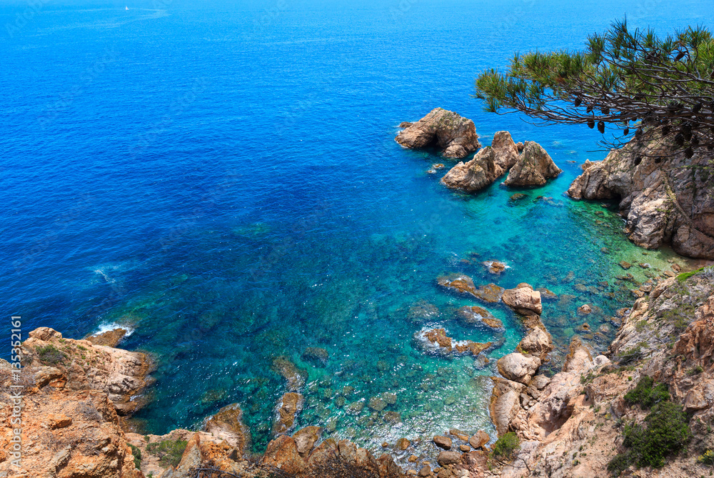 Summer sea rocky coast view (Spain).