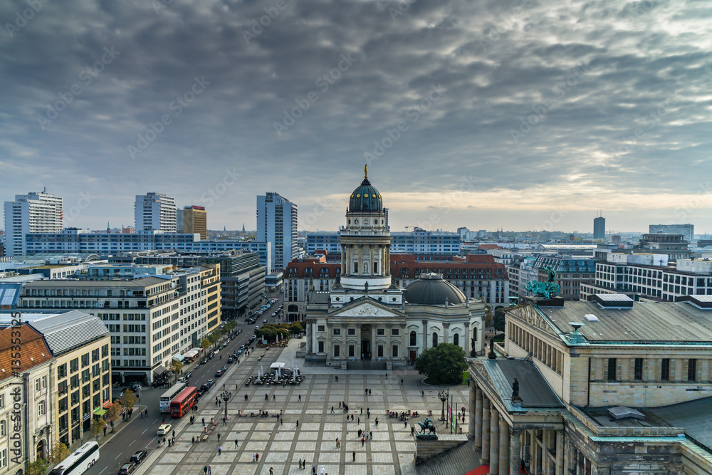 panorama of Berlin downtown seen from Gendarmenmarkt