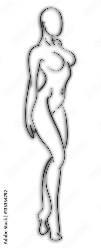 Naklejka premium Sketch of the naked sports girl