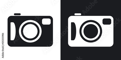 Vector photo camera icon. Two-tone version on black and white background