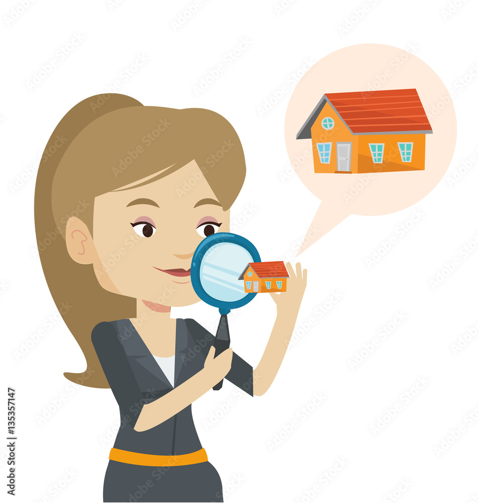 Woman looking for house vector illustration. Woman looking for house vector illustration.