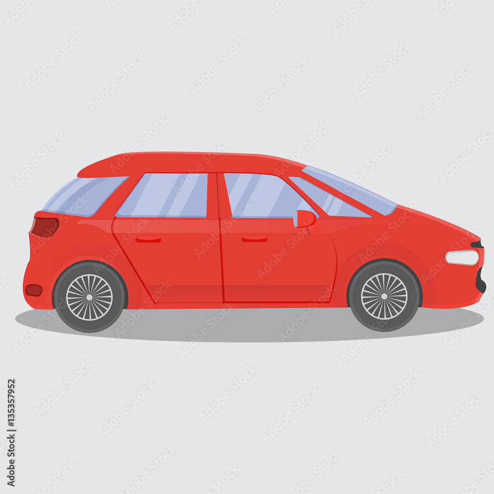 Red car flat style illustration concept Red car flat style illustration concept