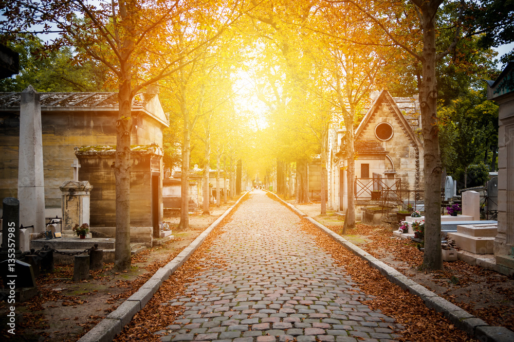 Cemetery in Paris in autumn