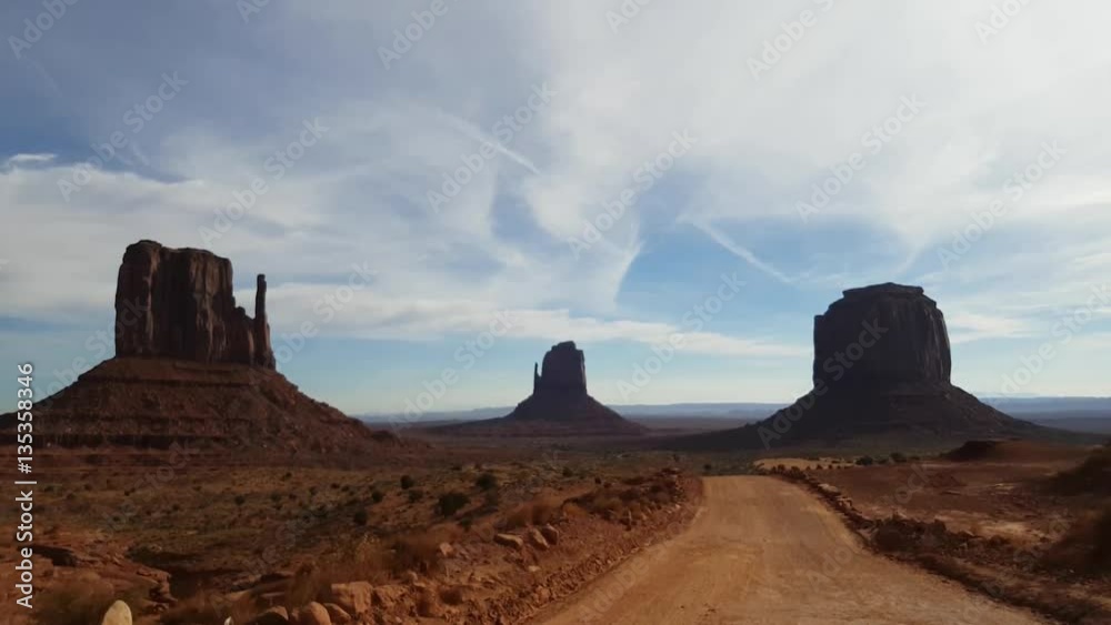Driving view from a car window, on the famous mountains, at monument valley, in Arizona, United states of America Driving view from a car window, on the famous mountains, at monument valley, in Arizona, United states of America