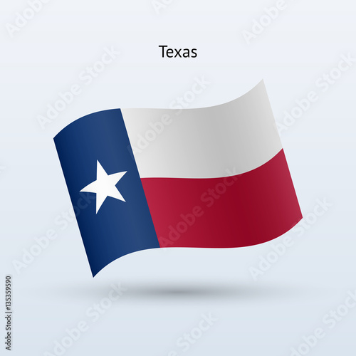 State of Texas flag waving form. Vector illustration.