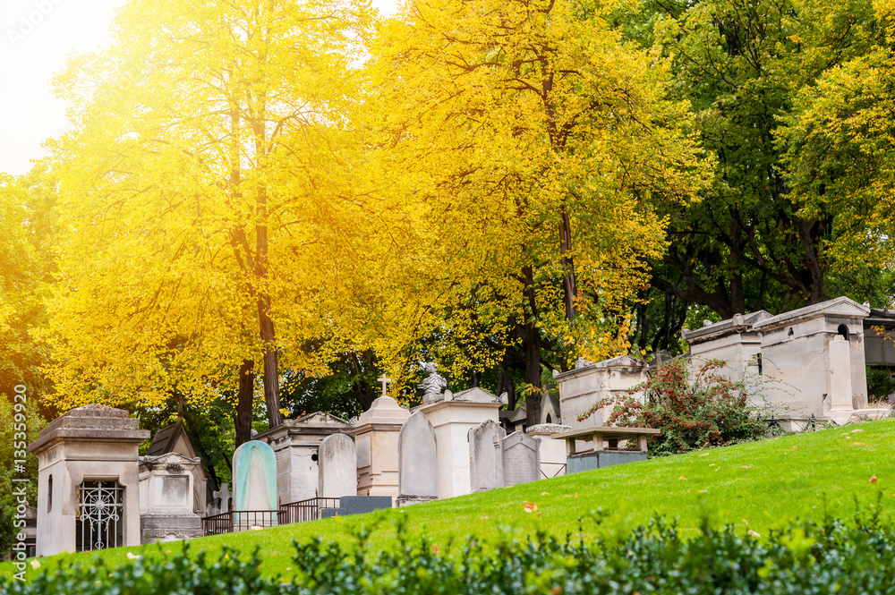 Cemetery in Paris in autumn