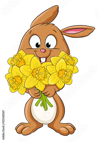 Vektor Illustration eines Häschens mit Blumenstrauß