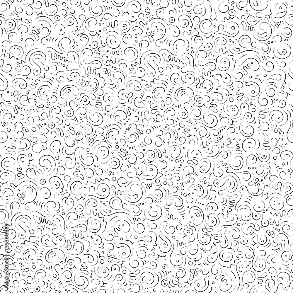 Black curvy seamless pattern on white background Black curvy seamless pattern on white background