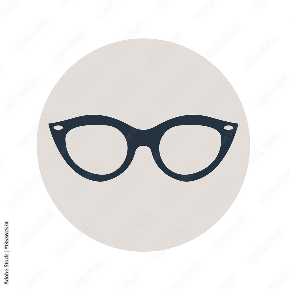 Icono plano gafas chica en circulo gris Icono plano gafas chica en circulo gris