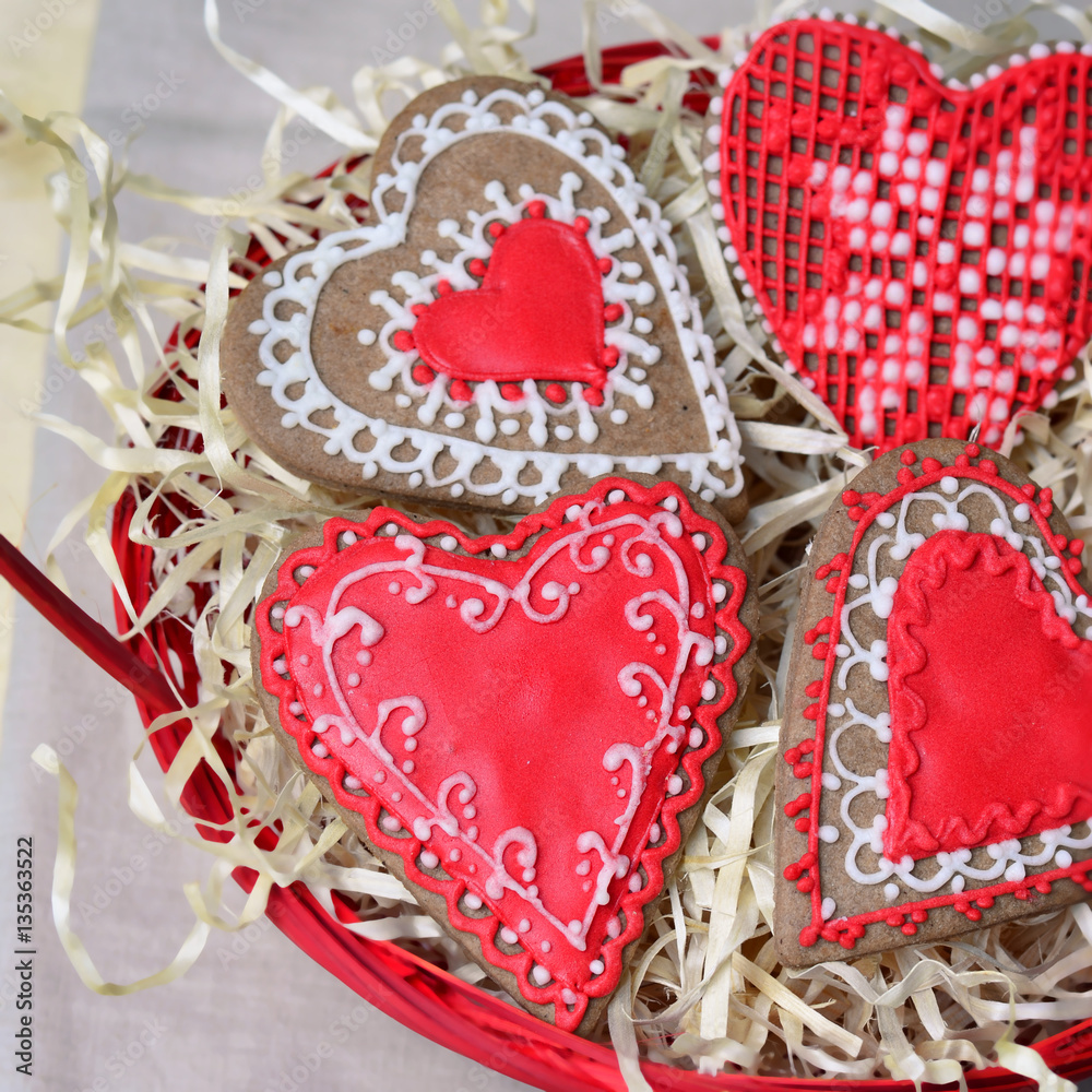 Valentine Cookies Decorated with Icing Valentine Cookies Decorated with Icing