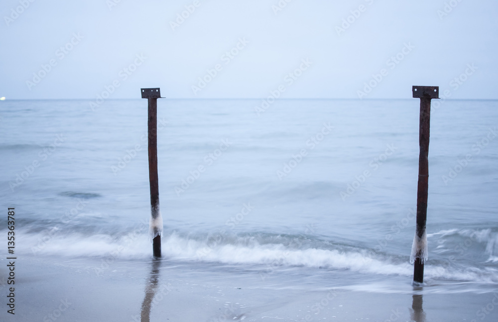 Rusty Iron in the background of the sea Rusty Iron in the background of the sea