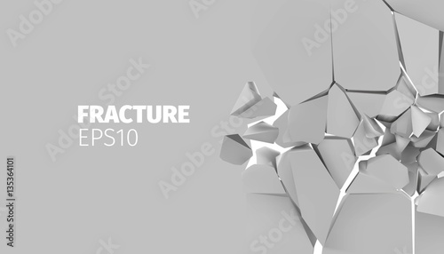 Fracture vector background for banner. Rock explode and destruction
