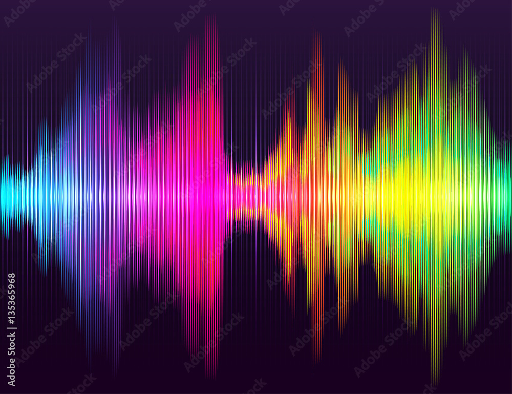 Digital energy sound music equalizer with colored rainbow lights backdrop. Digital energy sound music equalizer with colored rainbow lights backdrop.