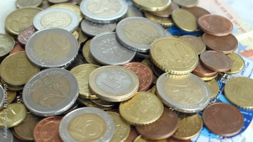 Rotetion of the money, coins, banknotes credit card Rotetion of the money, coins, banknotes credit card