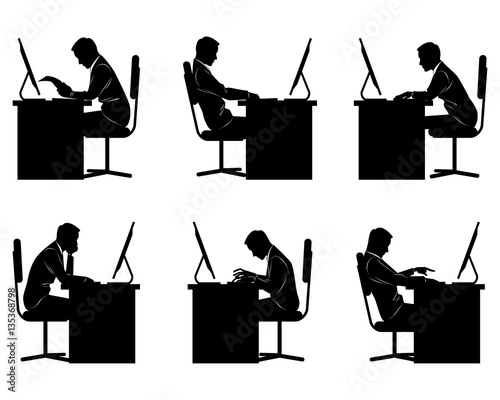 Six businessmen silhouettes