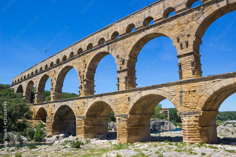 Famous In ancient aqueduct Pont du Gard is an old Roman aqueduct in Southern France.