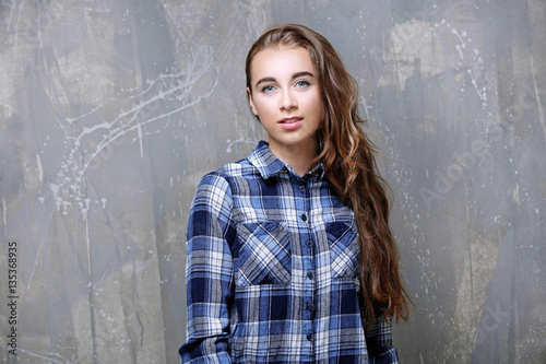 Pretty teenager girl on col...