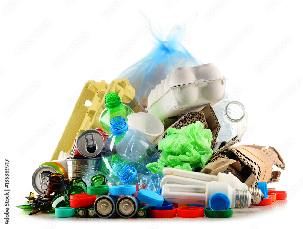 Recyclable garbage consisting of glass, plastic, metal and paper Recyclable garbage consisting of glass, plastic, metal and paper