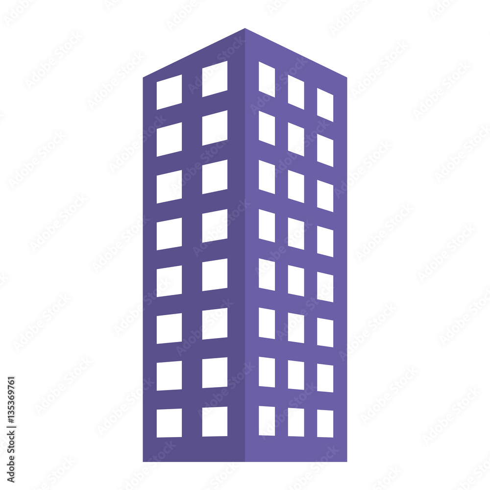 Blue city building line sticker icon, vector illustration