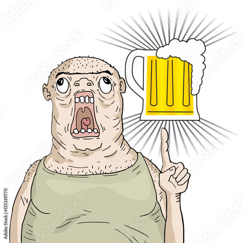 man with beer illustration