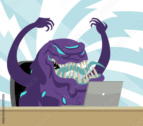 evil black goo using a computer