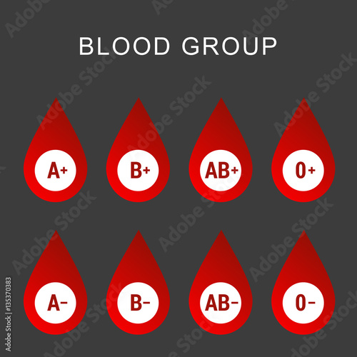Blood group type icon flat web sign symbol logo label set