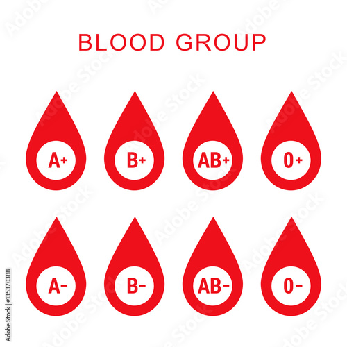 Blood group type icon flat web sign symbol logo label set
