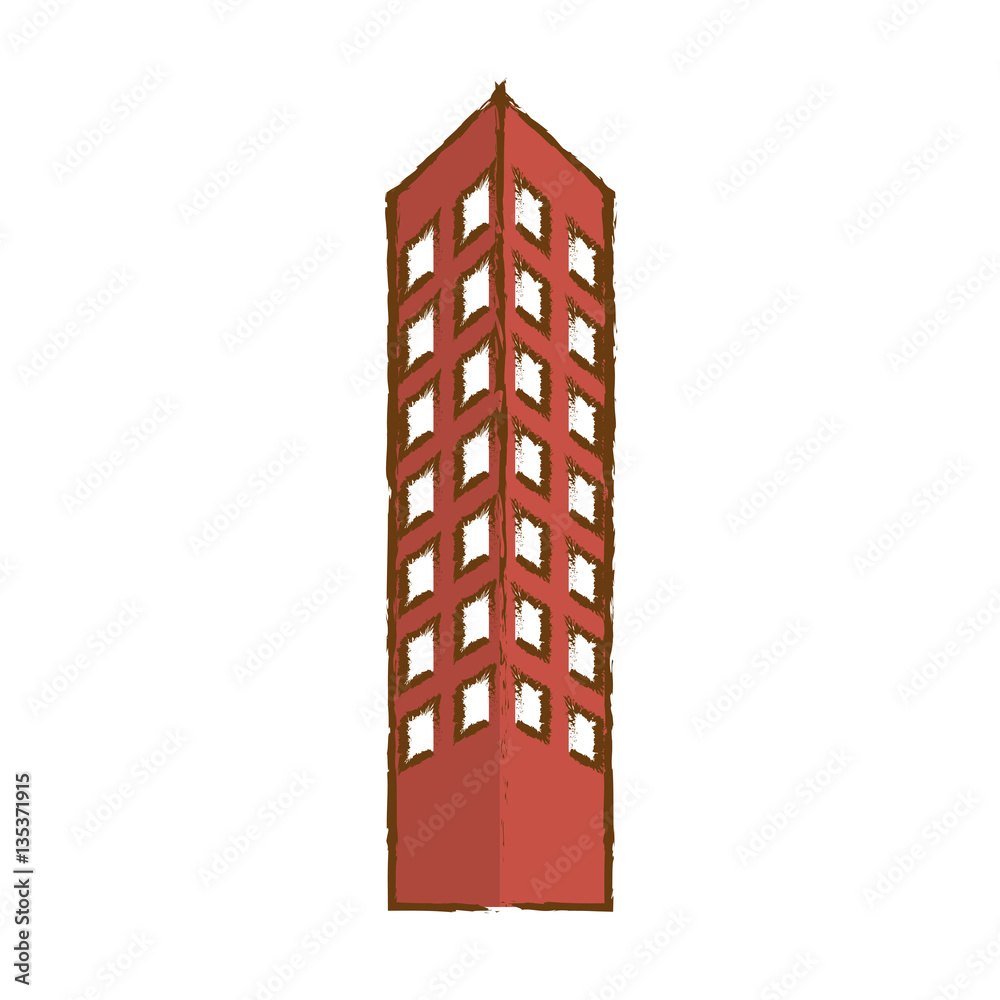 color city building line sticker image icon, vector illustration