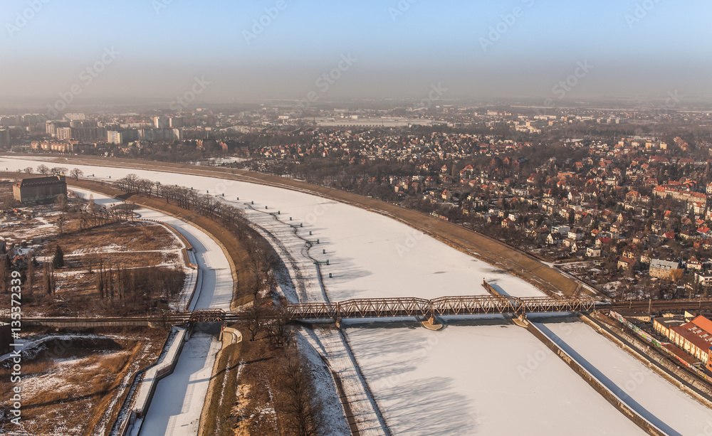 Fototapeta premium aerial view of Wroclaw city in Poland