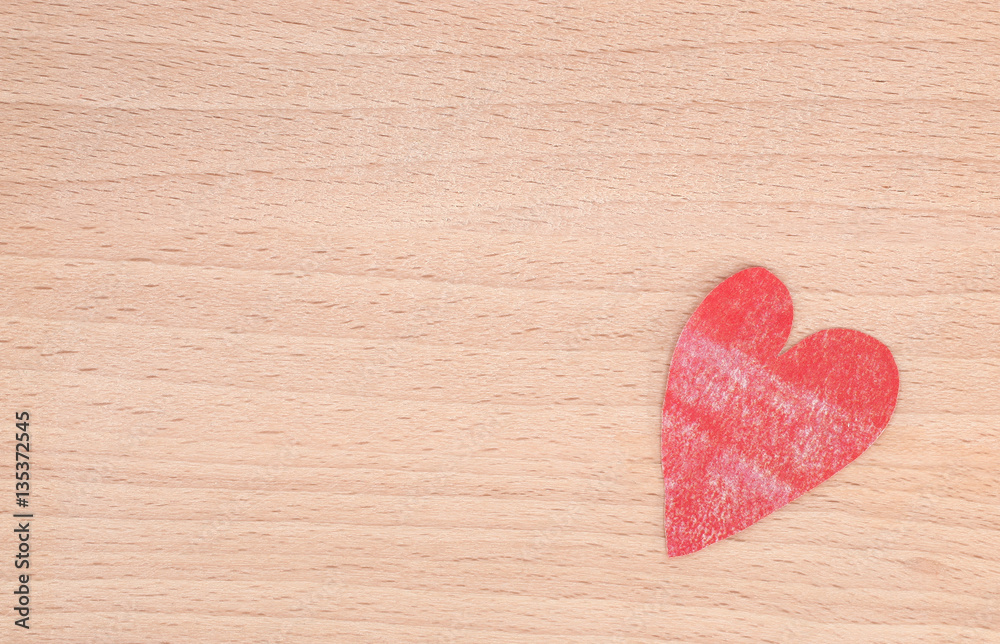 Wooden background texture blank with red heart Wooden background texture blank with red heart