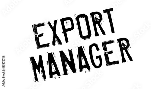 Export Manager rubber stamp. Grunge design with dust scratches. Effects can be easily removed for a clean, crisp look. Color is easily changed.