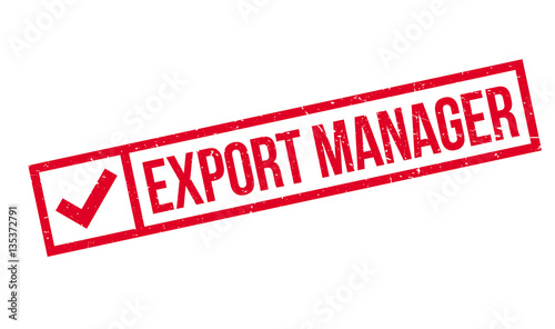 Export Manager rubber stamp. Grunge design with dust scratches. Effects can be easily removed for a clean, crisp look. Color is easily changed.