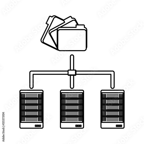 figure shared archived folders data center related, vector illustration