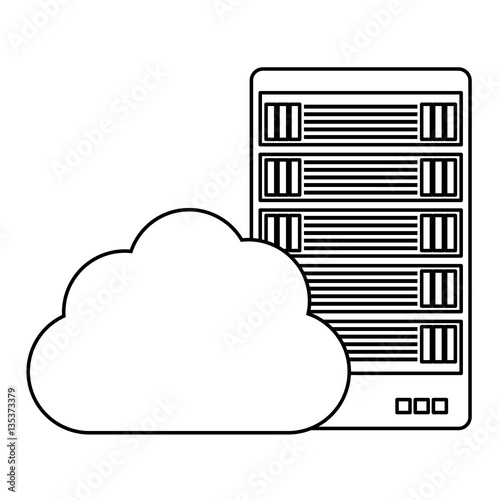 figure data hosting optimization application related icon, vector illustration