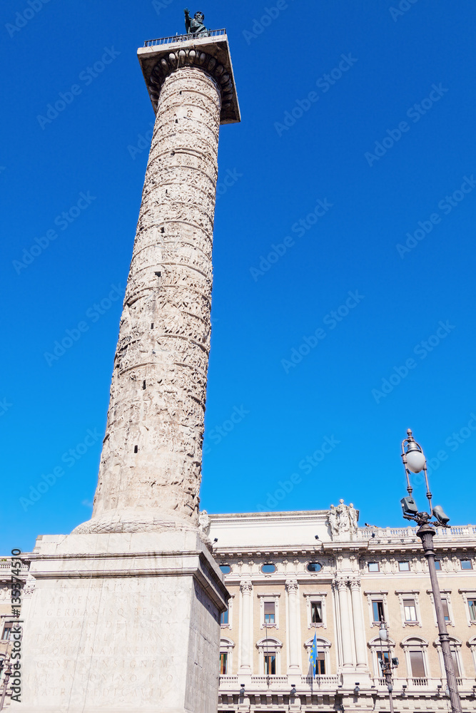 Colonna Square and Column of Marcus Aurelius in Rome