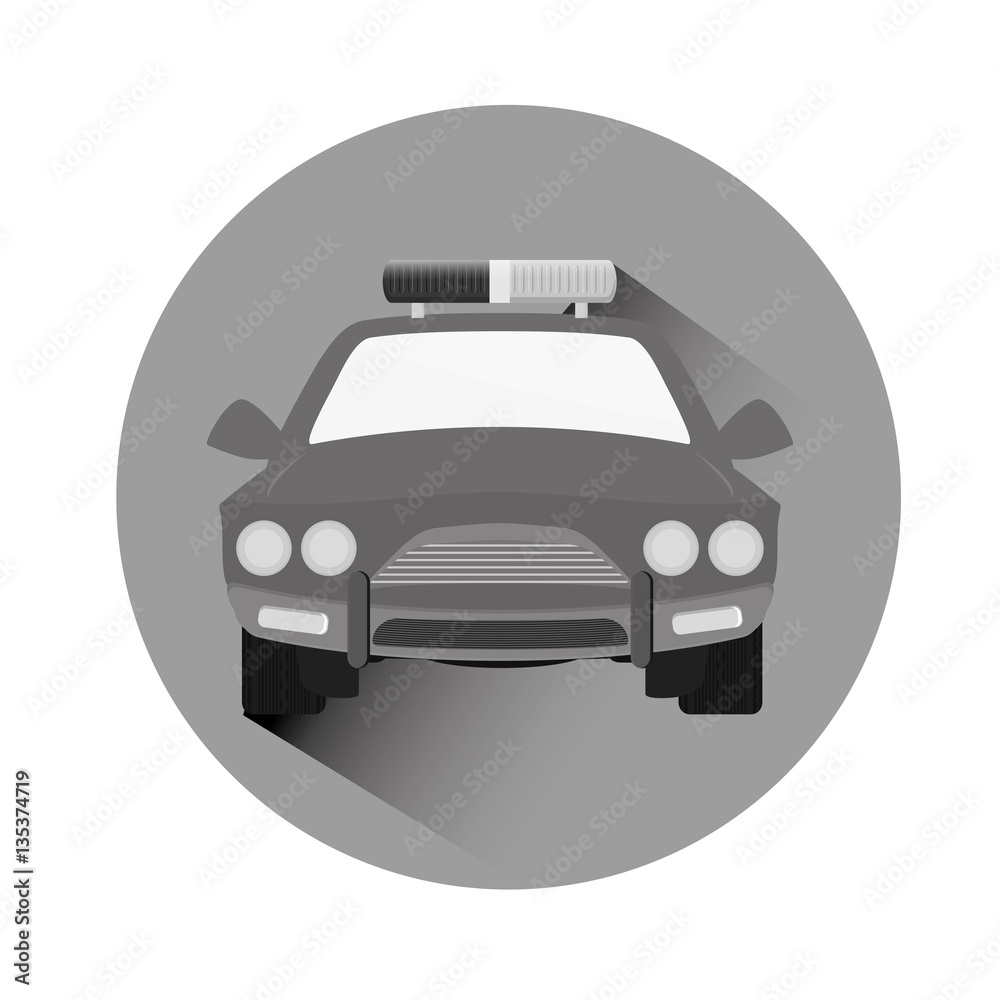 grayscale car police icon image, vector illustration design