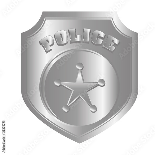 grayscale police badge icon image, vector illustration