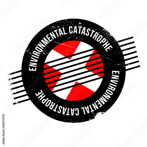 Environmental Catastrophe rubber stamp. Grunge design with dust scratches. Effects can be easily removed for a clean, crisp look. Color is easily changed.