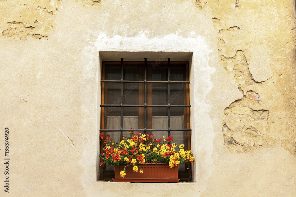 Window in old town of Montepulciano