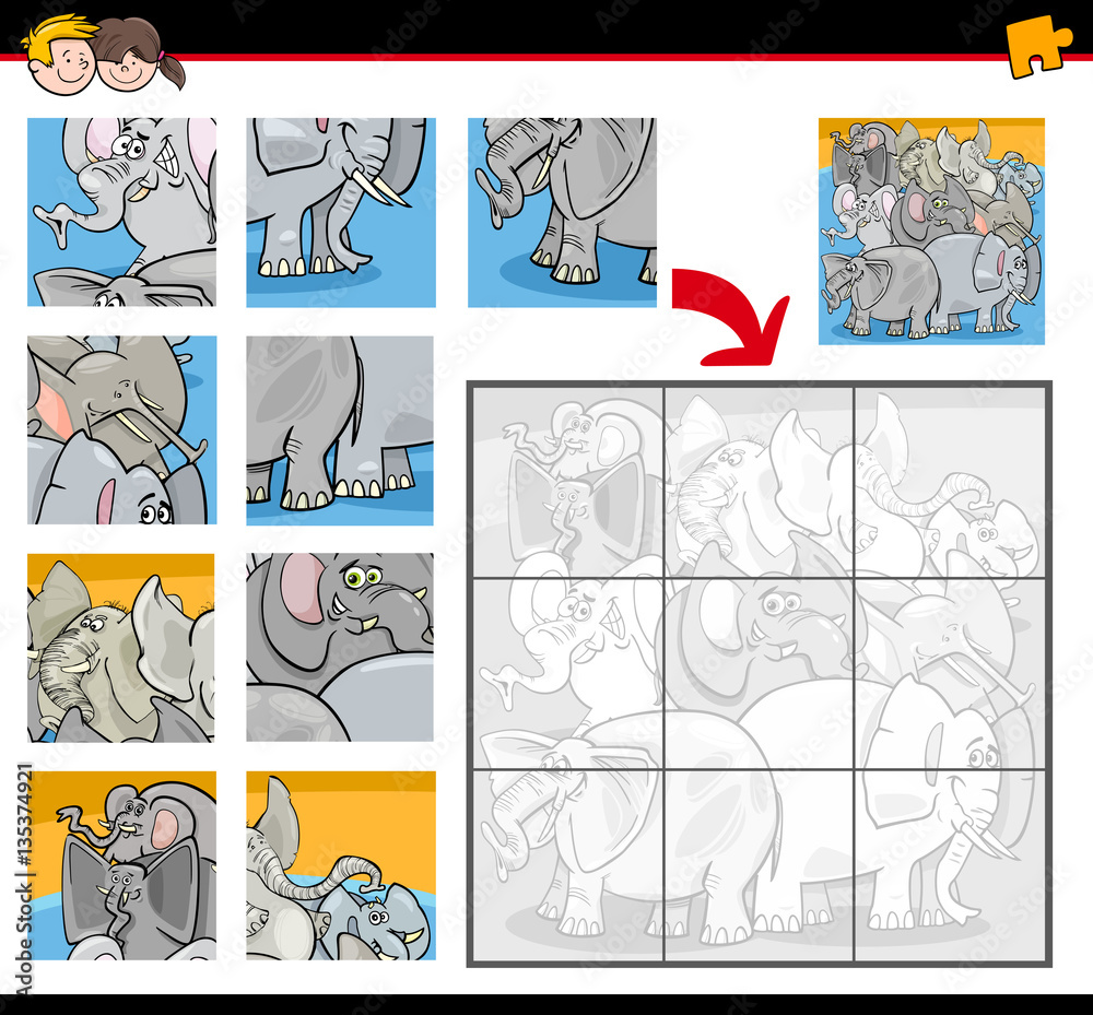 jigsaw puzzle with elephants