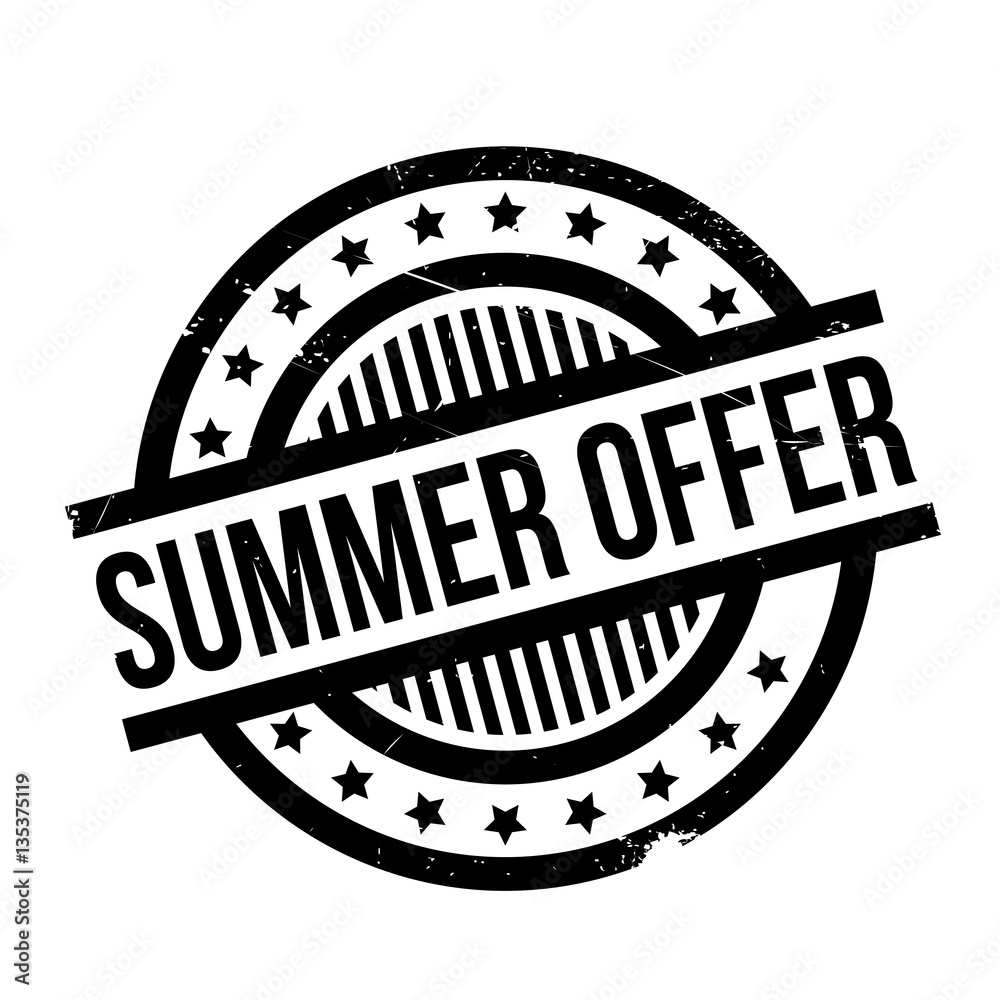 Summer Offer rubber stamp. Grunge design with dust scratches. Effects can be easily removed for a clean, crisp look. Color is easily changed. Summer Offer rubber stamp. Grunge design with dust scratches. Effects can be easily removed for a clean, crisp look. Color is easily changed.