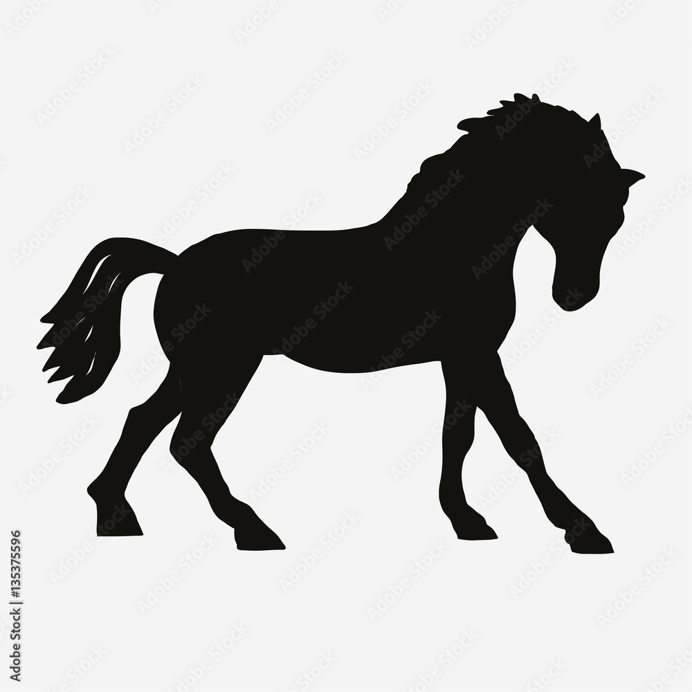 Horse black silhouette vector
