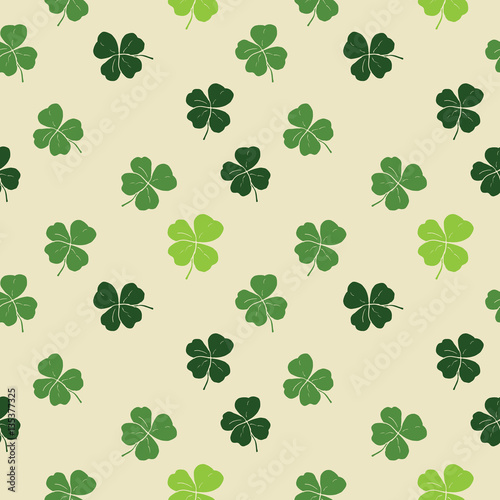 Clover leaf hand drawn doodle seamless pattern vector illustration. St Patricks Day symbol  Irish lucky shamrock background