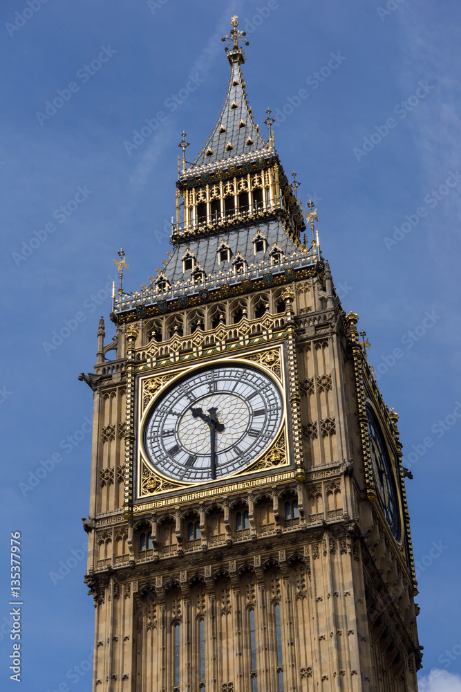 LONDON, ENGLAND - JUNE 19 2016: Cityscape of Westminster Palace and Big Ben, London, England, United Kingdom