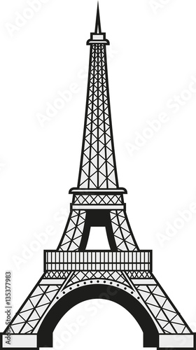 Vector colored illustration of the Eiffel Tower in Paris, France