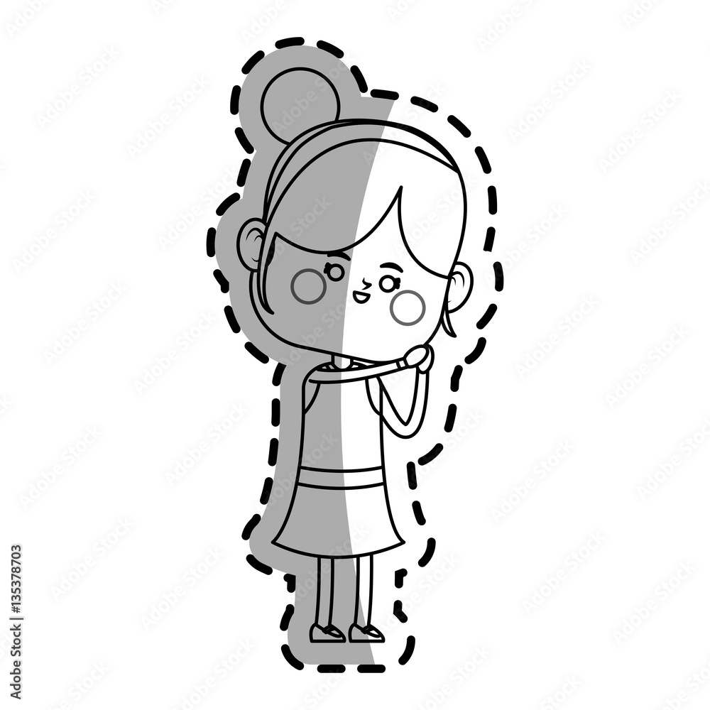 kawaii girl icon over white background.vector illustration kawaii girl icon over white background.vector illustration