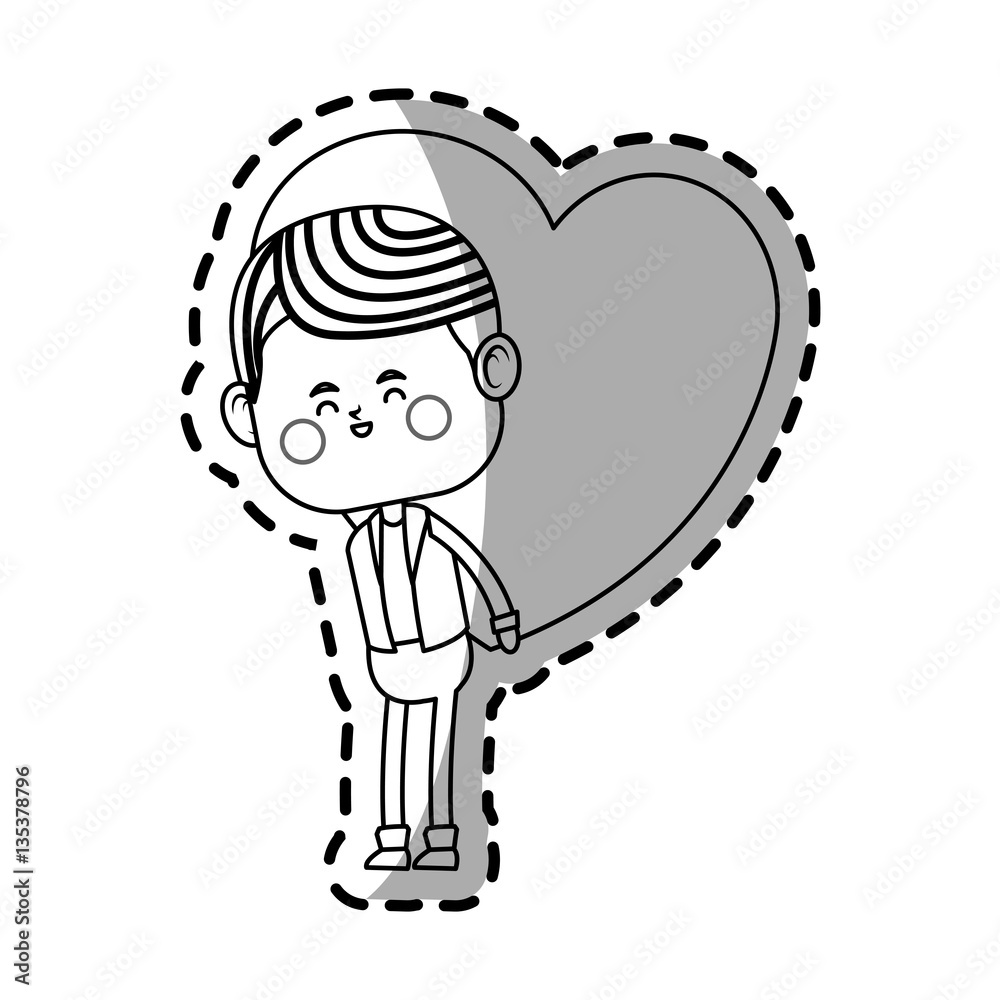 kawaii man with heart icon over white background. vector illustration kawaii man with heart icon over white background. vector illustration