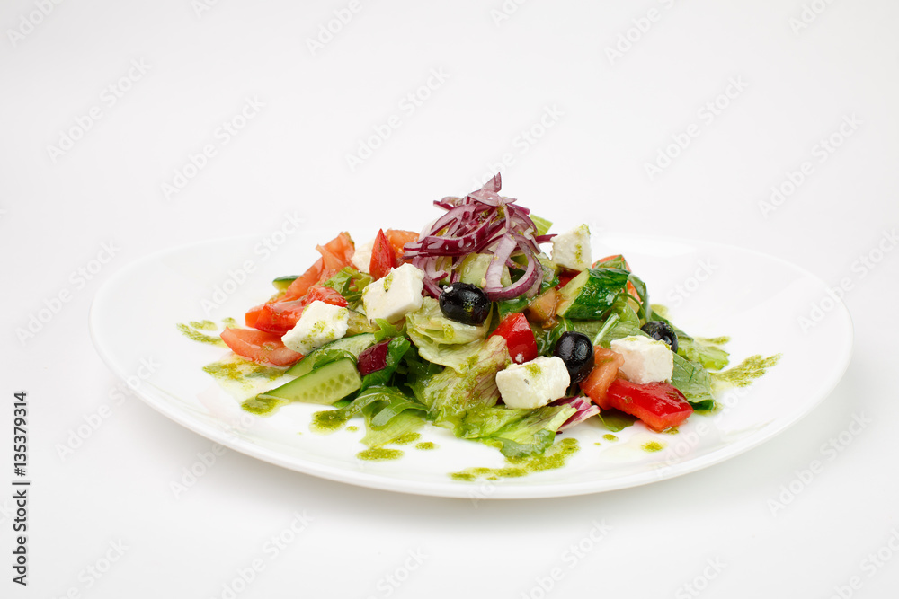 Vegetable salad on a white background